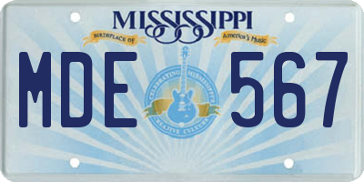 MS license plate MDE567