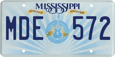 MS license plate MDE572