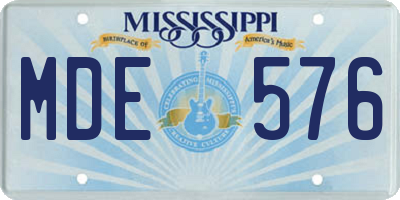 MS license plate MDE576
