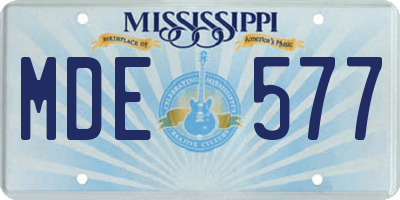 MS license plate MDE577