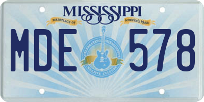 MS license plate MDE578