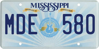 MS license plate MDE580