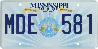 MS license plate MDE581