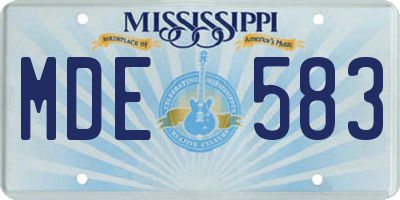 MS license plate MDE583