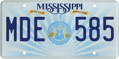 MS license plate MDE585