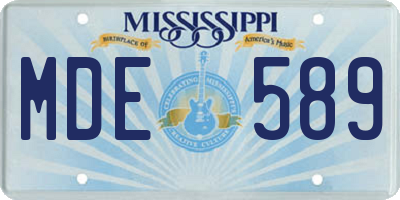 MS license plate MDE589
