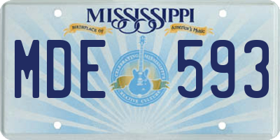 MS license plate MDE593