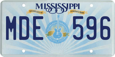 MS license plate MDE596