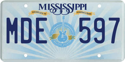 MS license plate MDE597