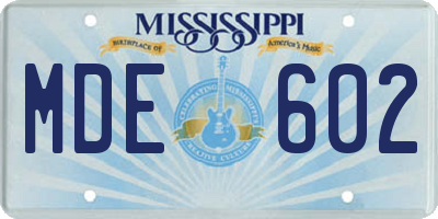 MS license plate MDE602