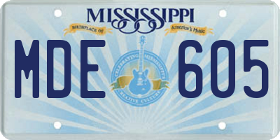 MS license plate MDE605