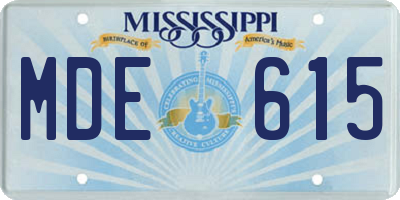 MS license plate MDE615