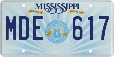 MS license plate MDE617
