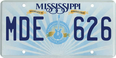 MS license plate MDE626