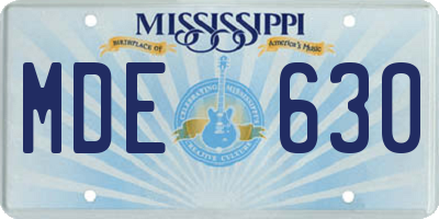 MS license plate MDE630