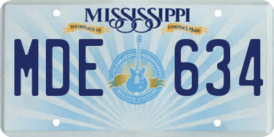 MS license plate MDE634