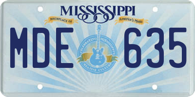 MS license plate MDE635