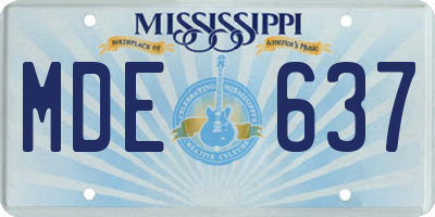 MS license plate MDE637
