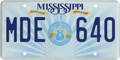 MS license plate MDE640