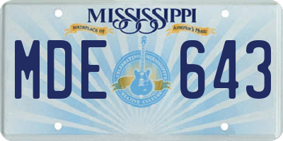 MS license plate MDE643