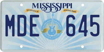 MS license plate MDE645