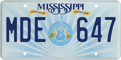 MS license plate MDE647