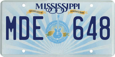 MS license plate MDE648