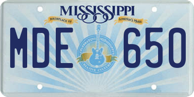 MS license plate MDE650