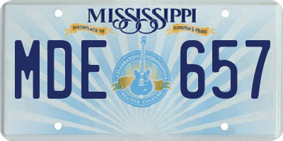 MS license plate MDE657