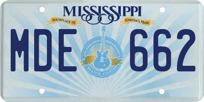 MS license plate MDE662