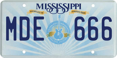 MS license plate MDE666
