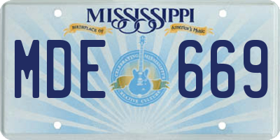 MS license plate MDE669
