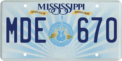 MS license plate MDE670