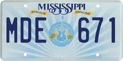 MS license plate MDE671