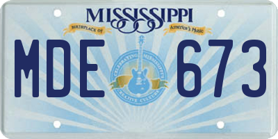 MS license plate MDE673