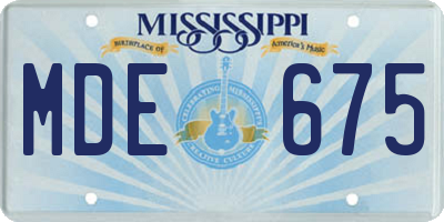 MS license plate MDE675