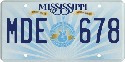 MS license plate MDE678