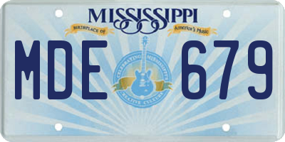 MS license plate MDE679
