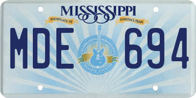 MS license plate MDE694
