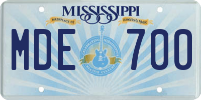 MS license plate MDE700