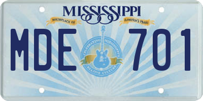 MS license plate MDE701