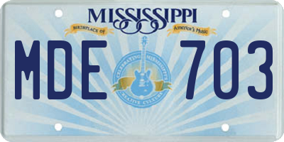 MS license plate MDE703
