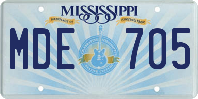 MS license plate MDE705