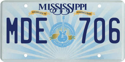 MS license plate MDE706