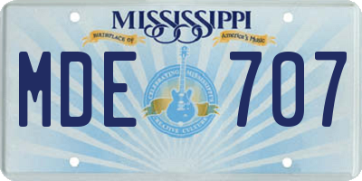 MS license plate MDE707