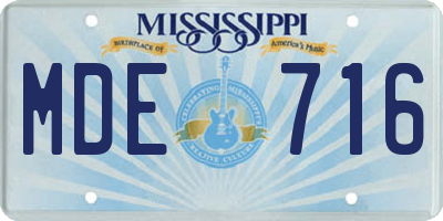 MS license plate MDE716