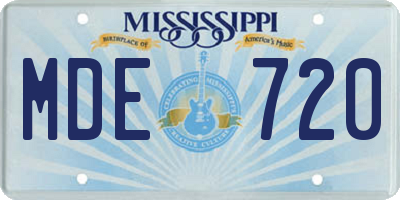 MS license plate MDE720