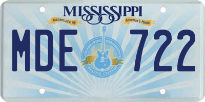 MS license plate MDE722
