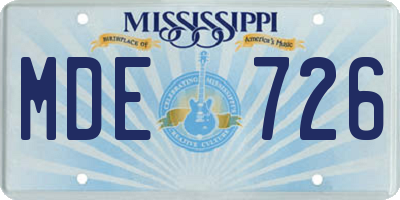 MS license plate MDE726