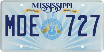 MS license plate MDE727